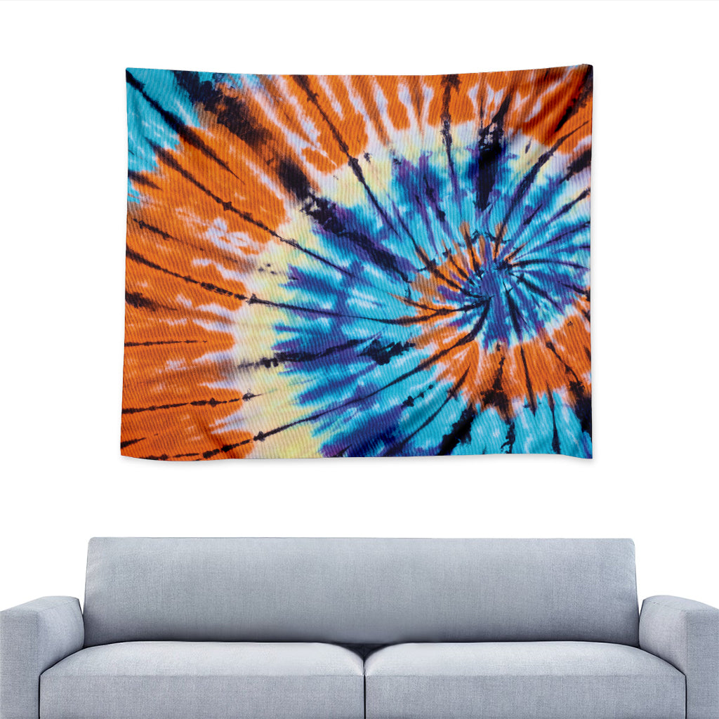 Blue And Orange Tie Dye Print Tapestry