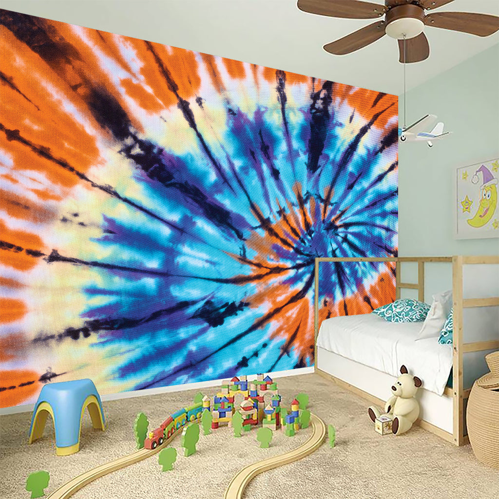 Blue And Orange Tie Dye Print Wall Sticker