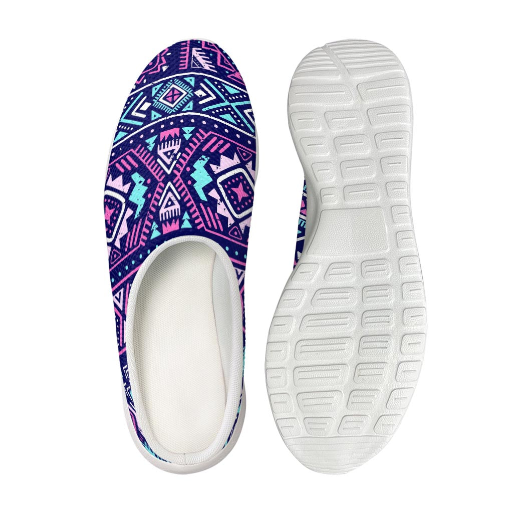 Blue And Pink Aztec Pattern Print Mesh Casual Shoes