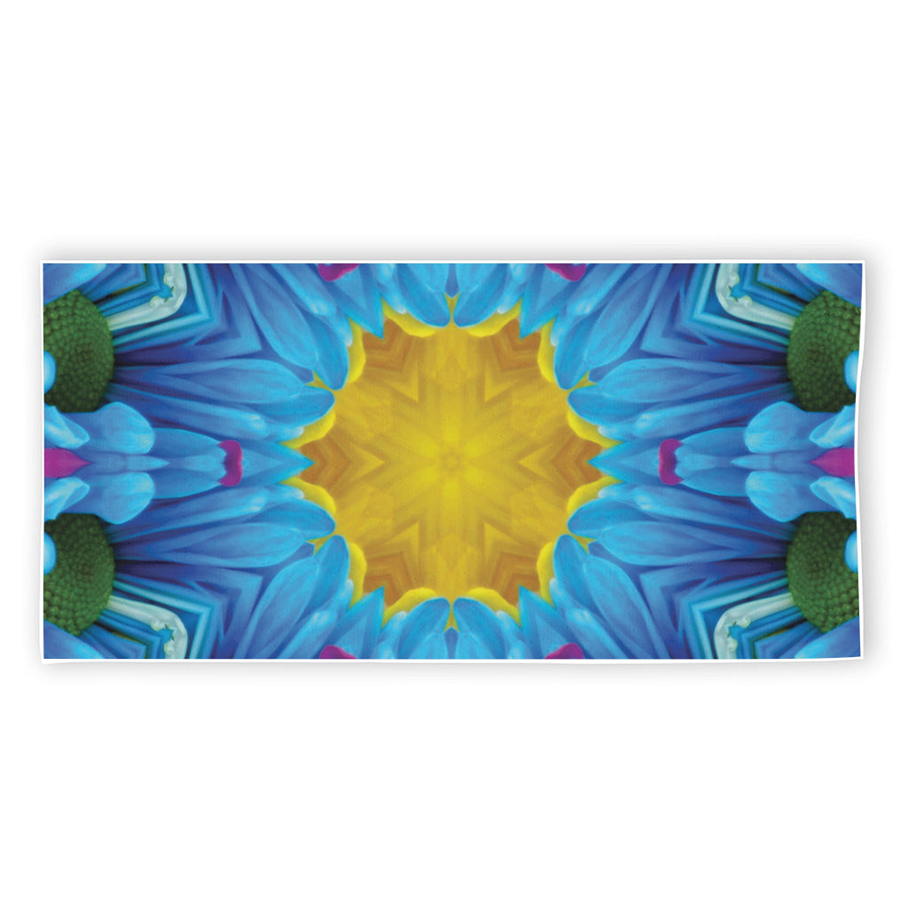 Blue And Pink Flowers Kaleidoscope Print Beach Towel