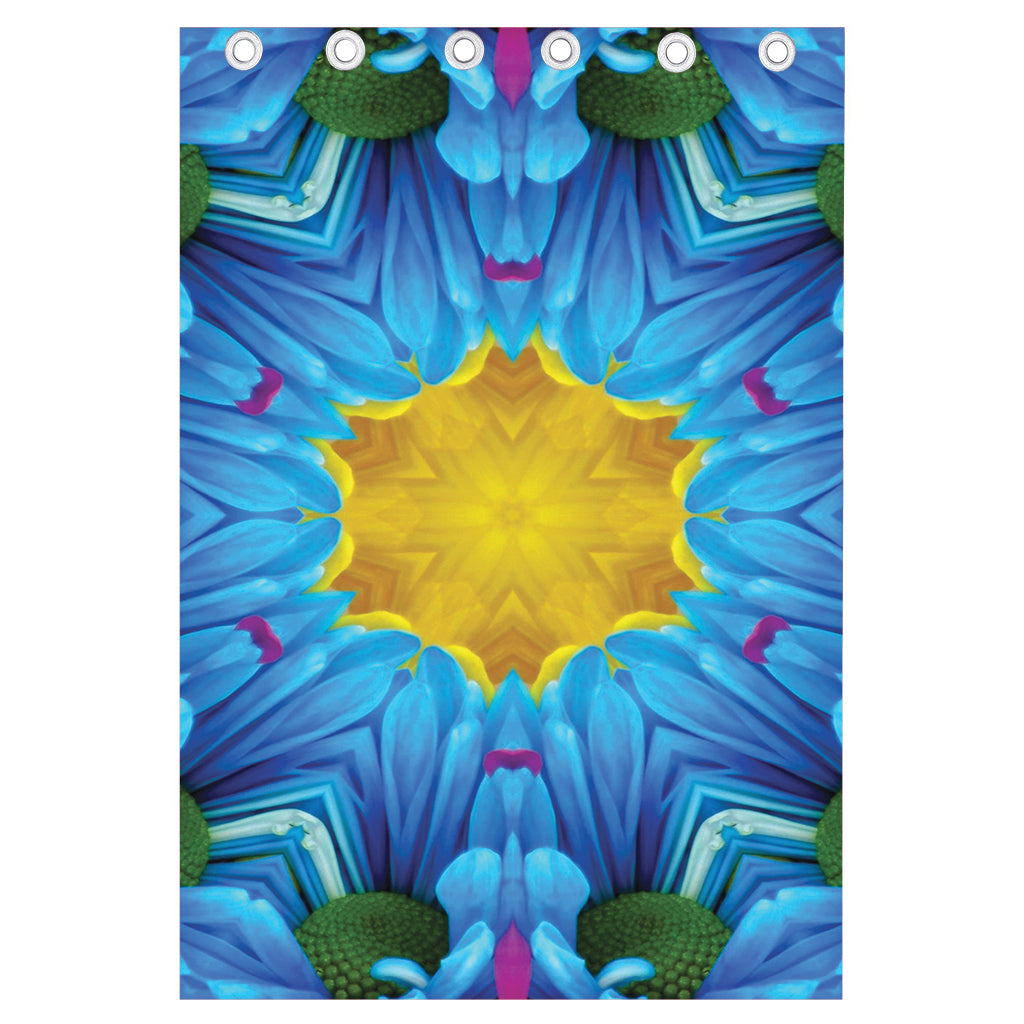 Blue And Pink Flowers Kaleidoscope Print Curtain