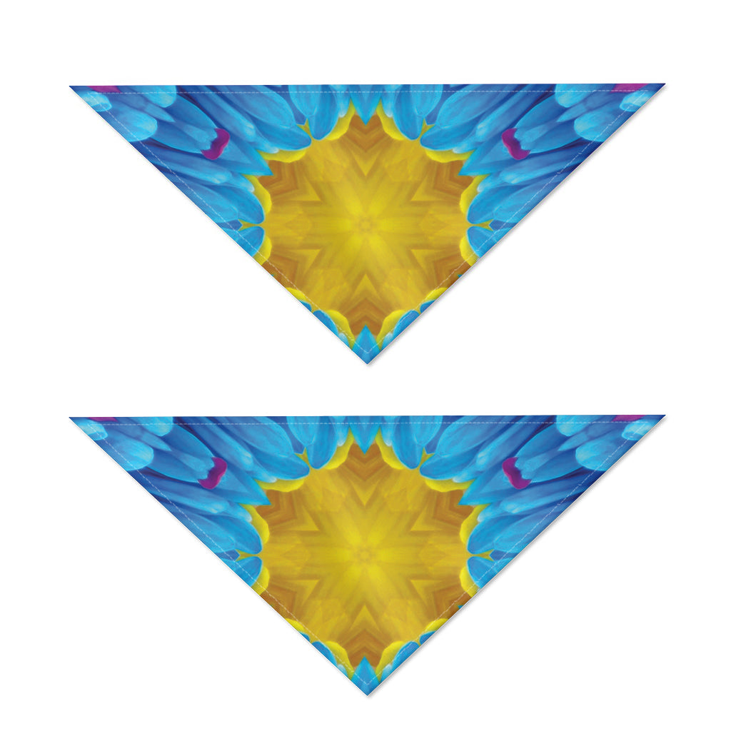 Blue And Pink Flowers Kaleidoscope Print Dog Bandana
