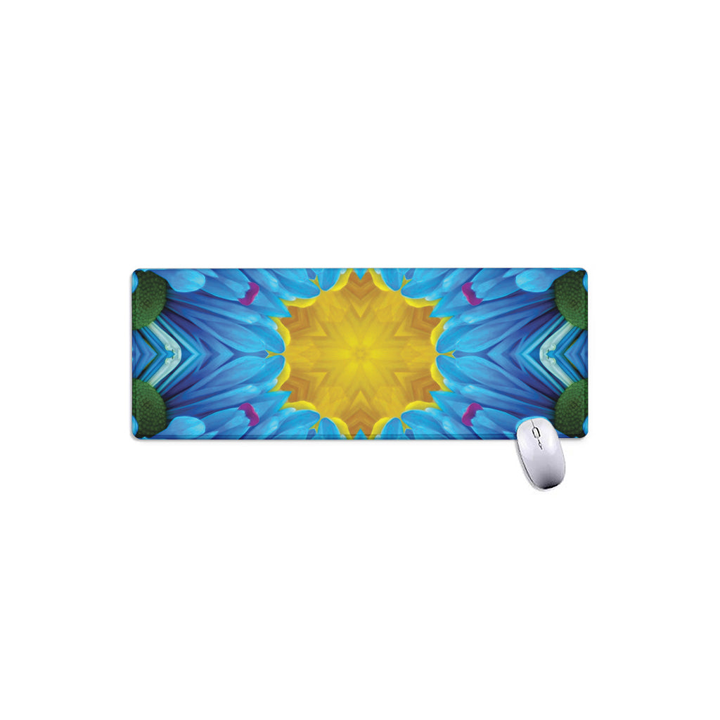 Blue And Pink Flowers Kaleidoscope Print Extended Mouse Pad