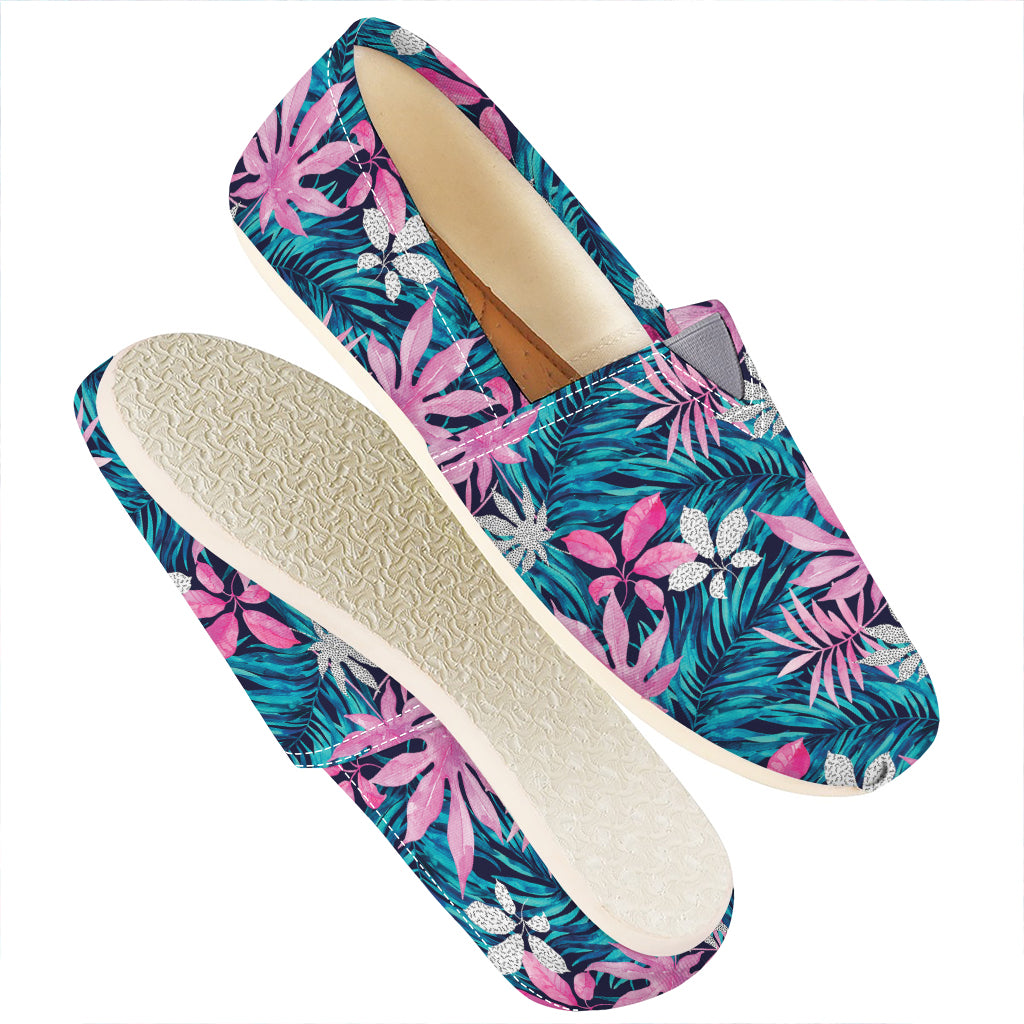 Blue And Pink Watercolor Hawaiian Print Casual Shoes
