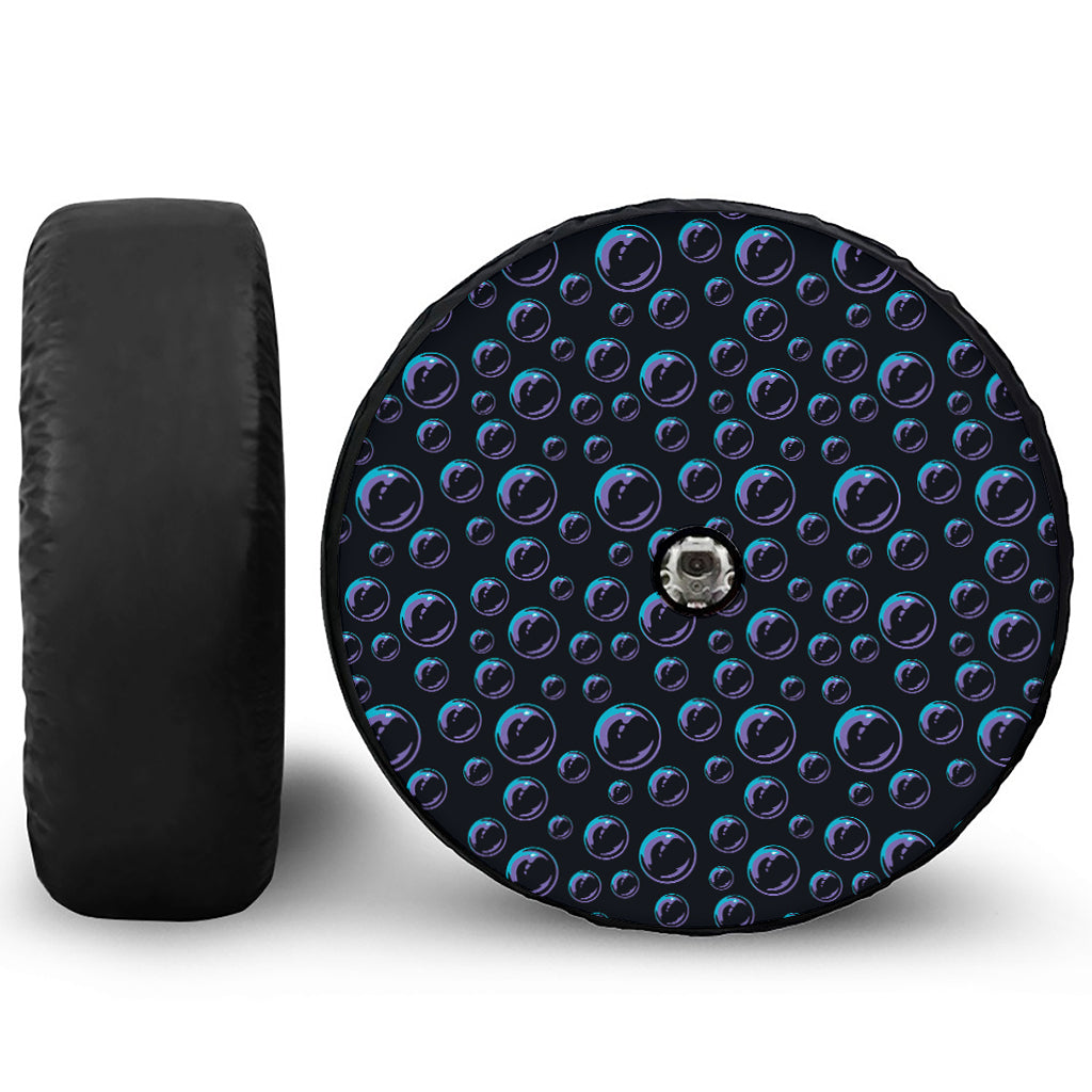Blue And Purple Bubble Pattern Print Tire Cover With Camera Hole