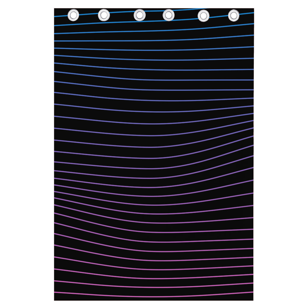 Blue And Purple EDM Wave Print Curtain