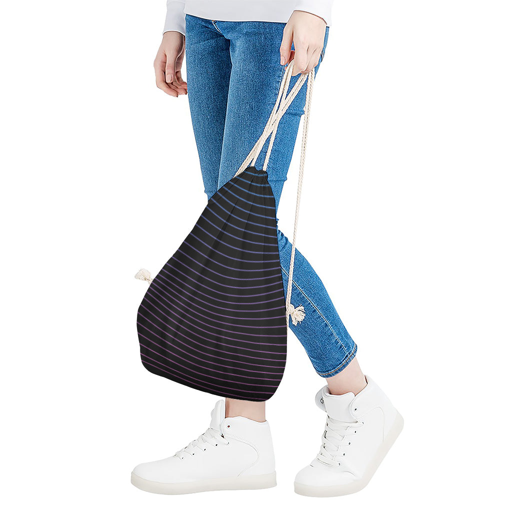 Blue And Purple EDM Wave Print Drawstring Bag