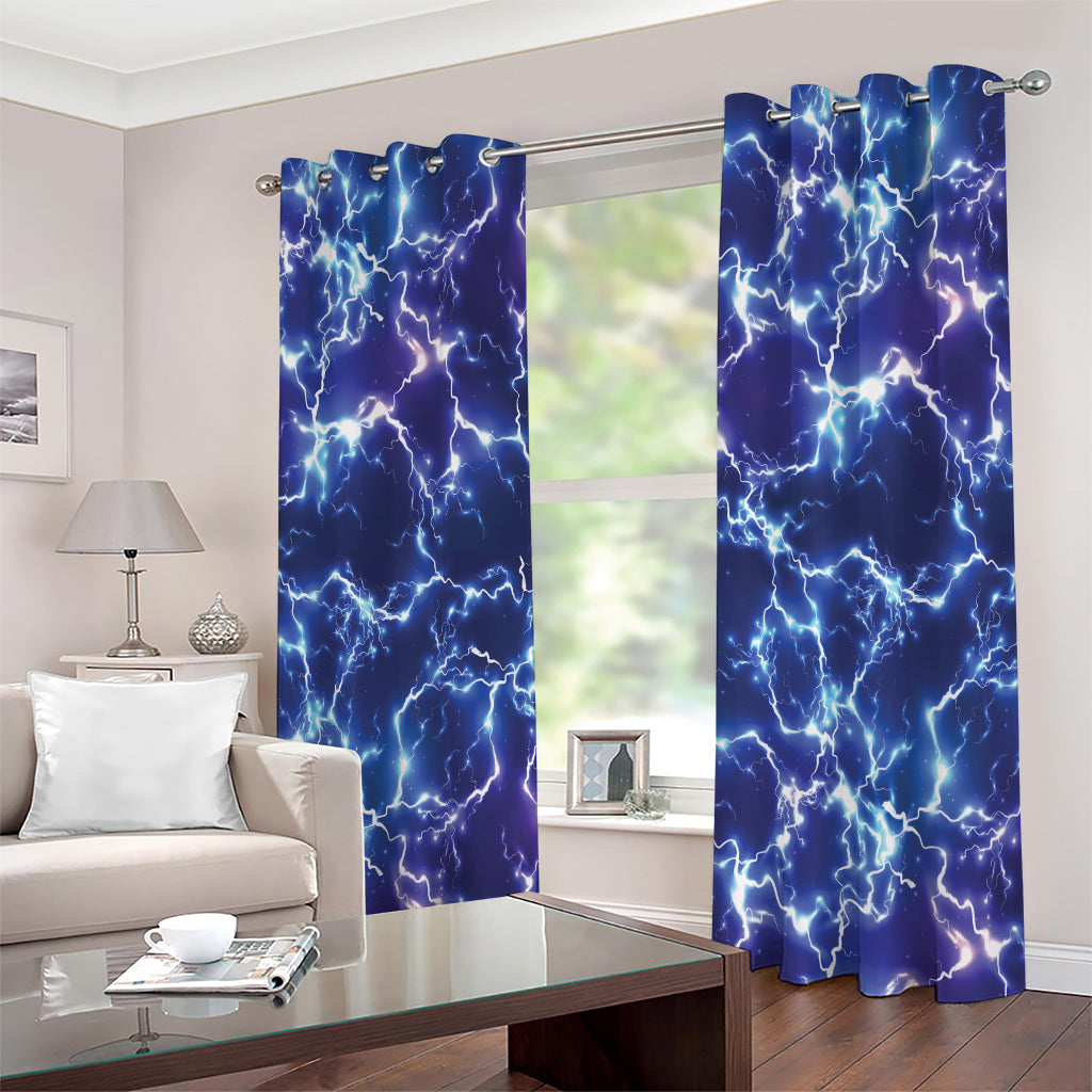 Blue And Purple Lightning Print Extra Wide Grommet Curtains