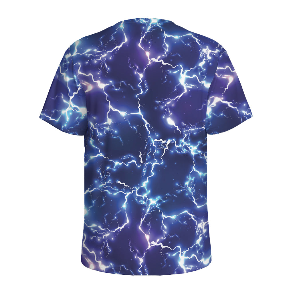 Blue And Purple Lightning Print Men's Sports T-Shirt