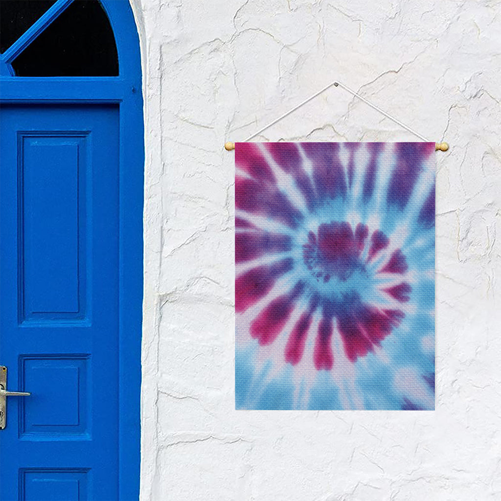 Blue And Purple Spiral Tie Dye Print Garden Flag