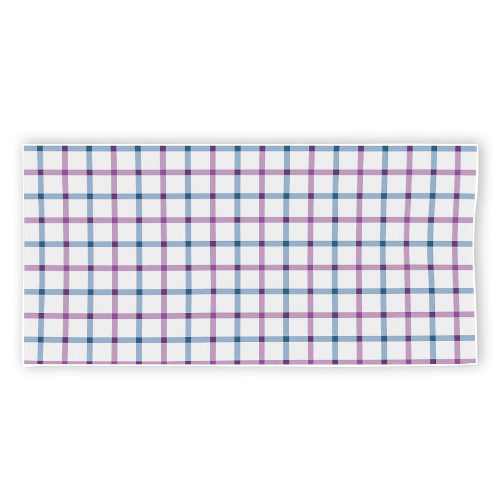 Blue And Purple Tattersall Pattern Print Beach Towel