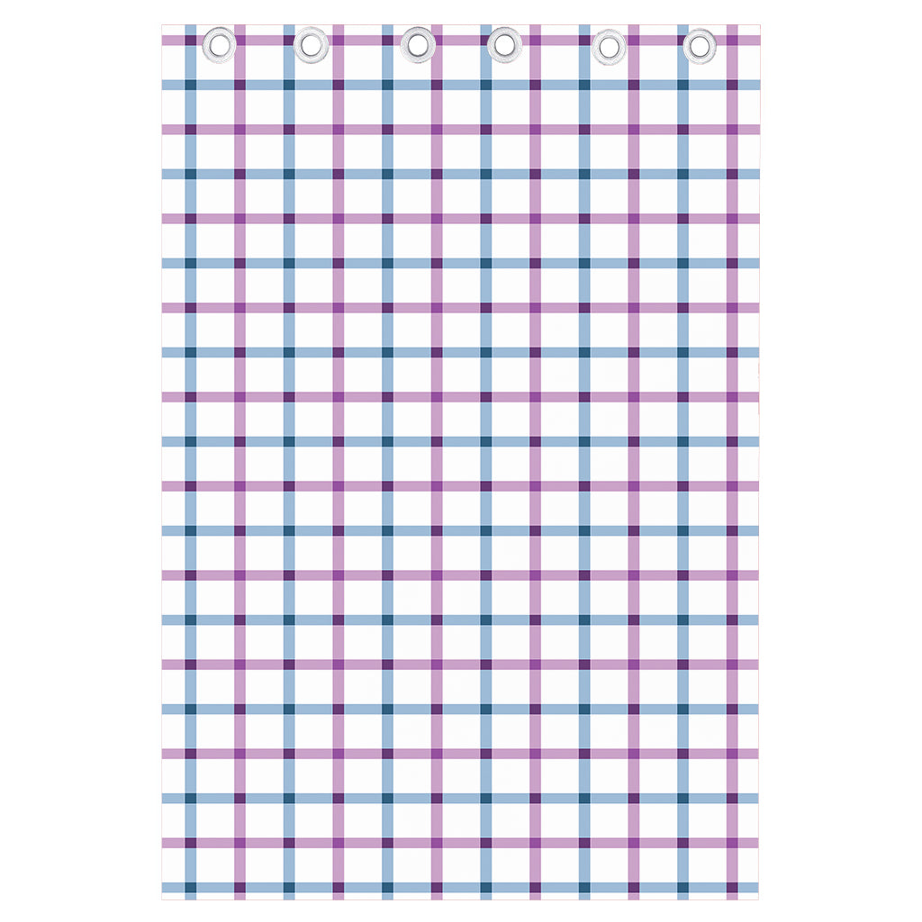 Blue And Purple Tattersall Pattern Print Curtain