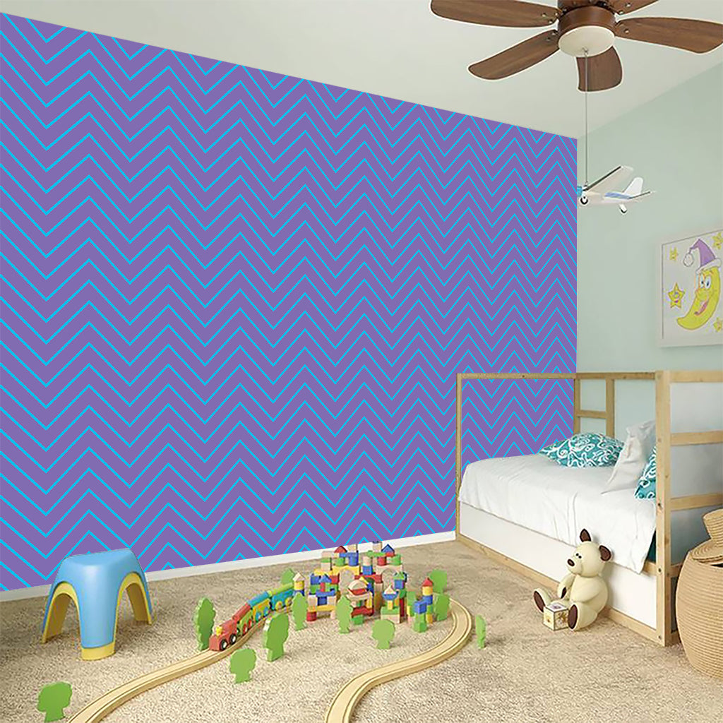 Blue And Purple Zigzag Pattern Print Wall Sticker