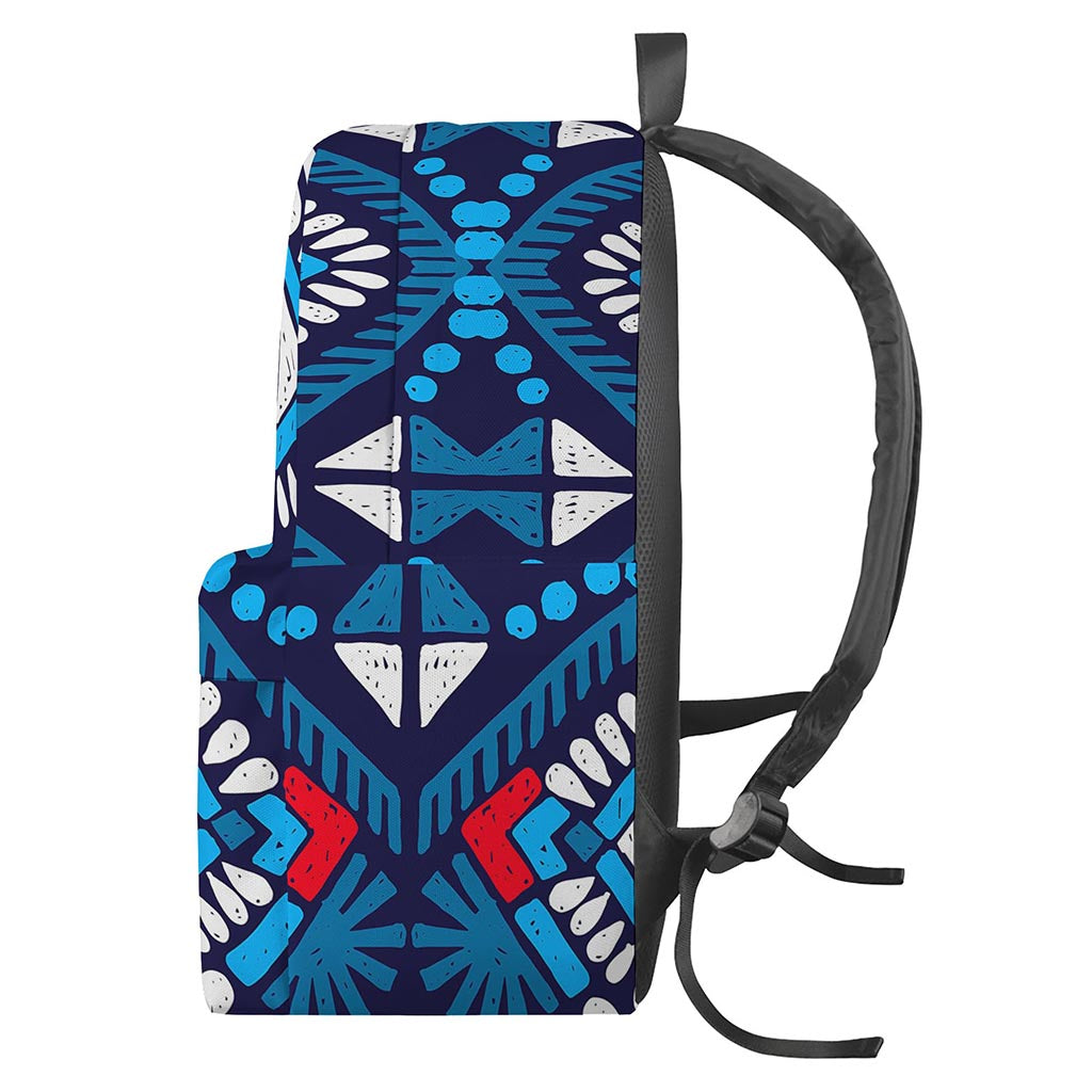 Blue And Red Aztec Pattern Print Backpack