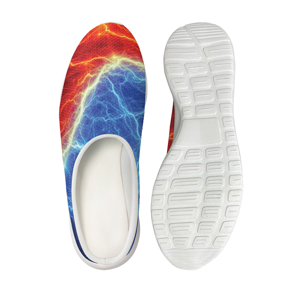 Blue And Red Lightning Print Mesh Casual Shoes