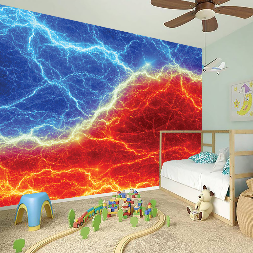 Blue And Red Lightning Print Wall Sticker