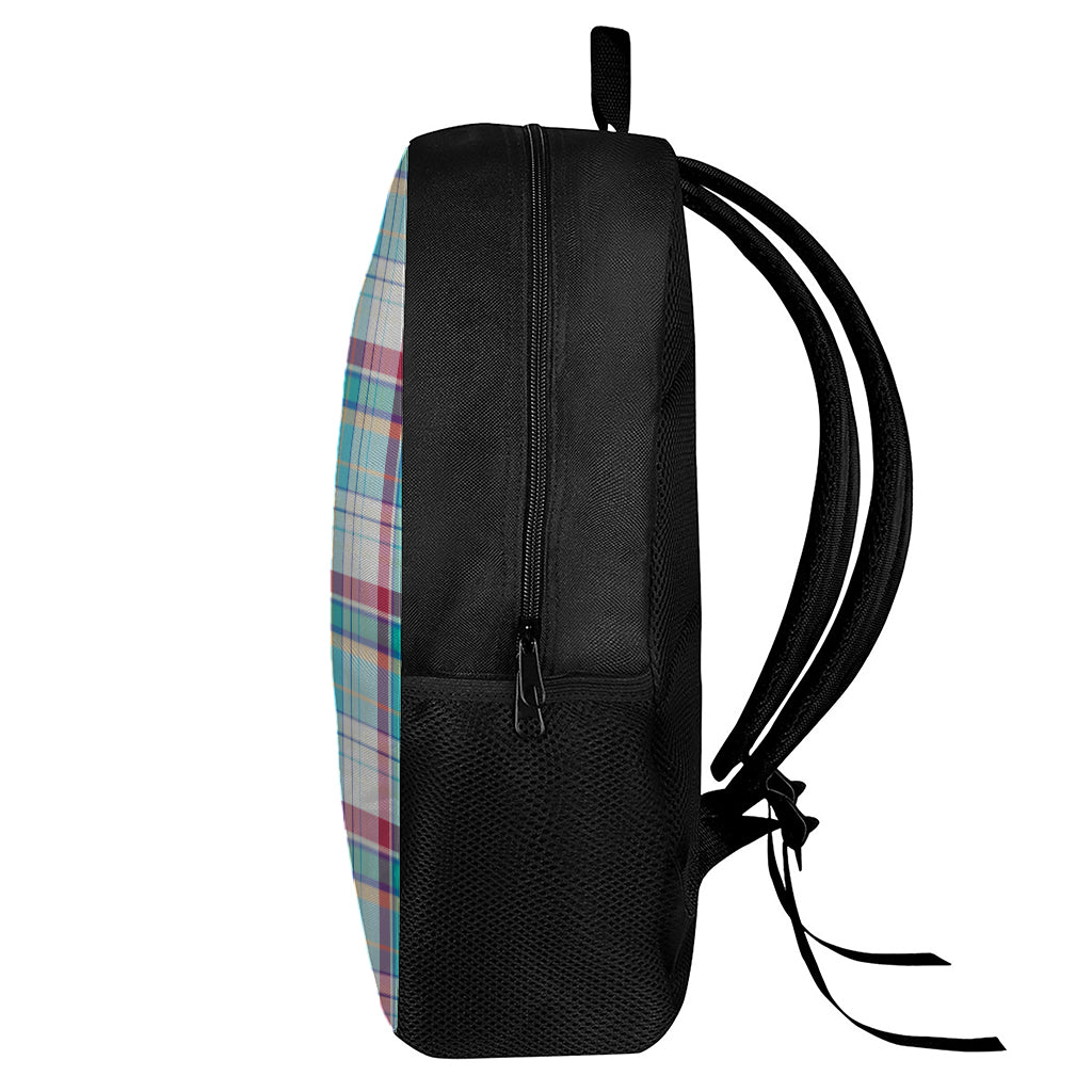 Blue And Red Madras Pattern Print 17 Inch Backpack