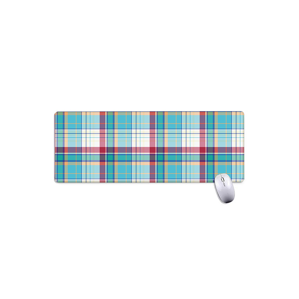 Blue And Red Madras Pattern Print Extended Mouse Pad