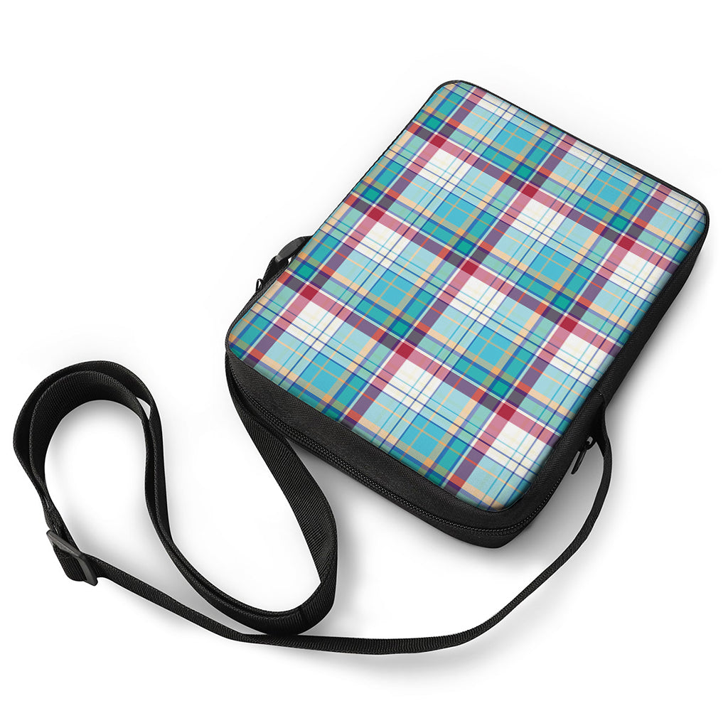 Blue And Red Madras Pattern Print Rectangular Crossbody Bag