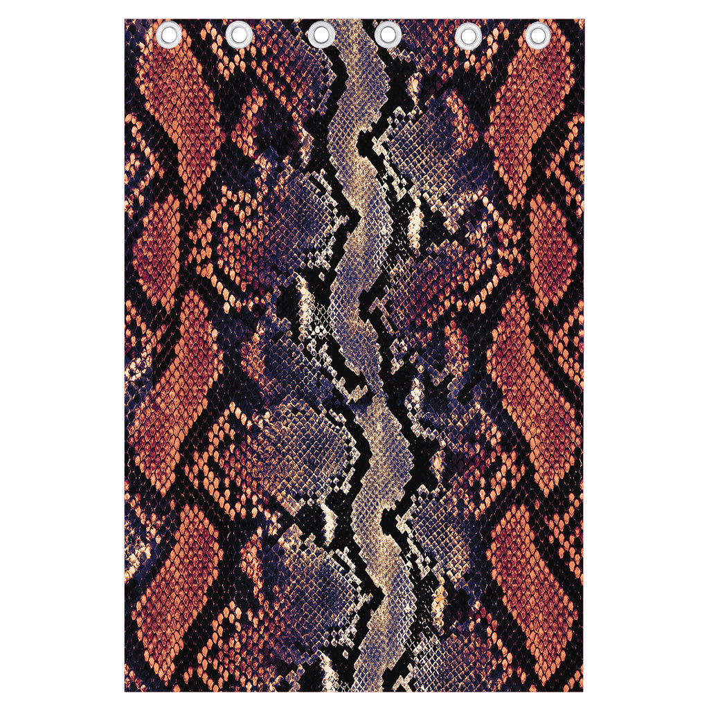 Blue And Red Snakeskin Print Curtain