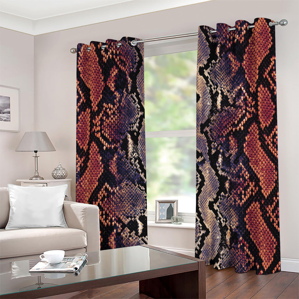 Blue And Red Snakeskin Print Grommet Curtains