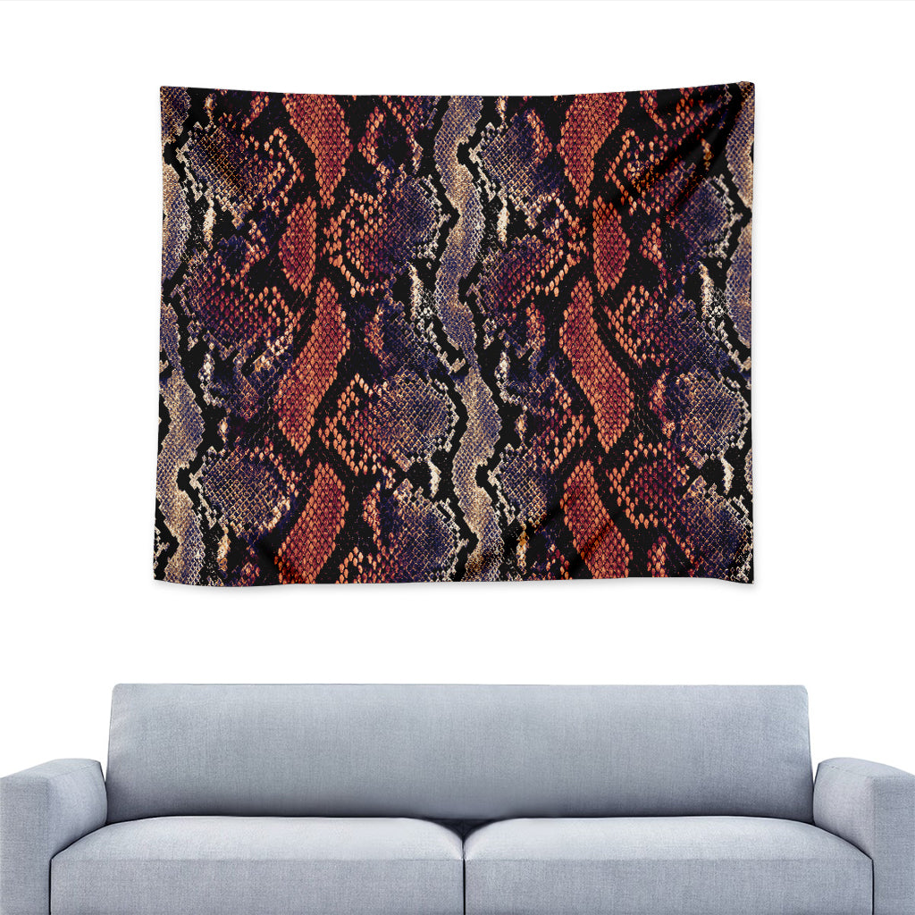 Blue And Red Snakeskin Print Tapestry