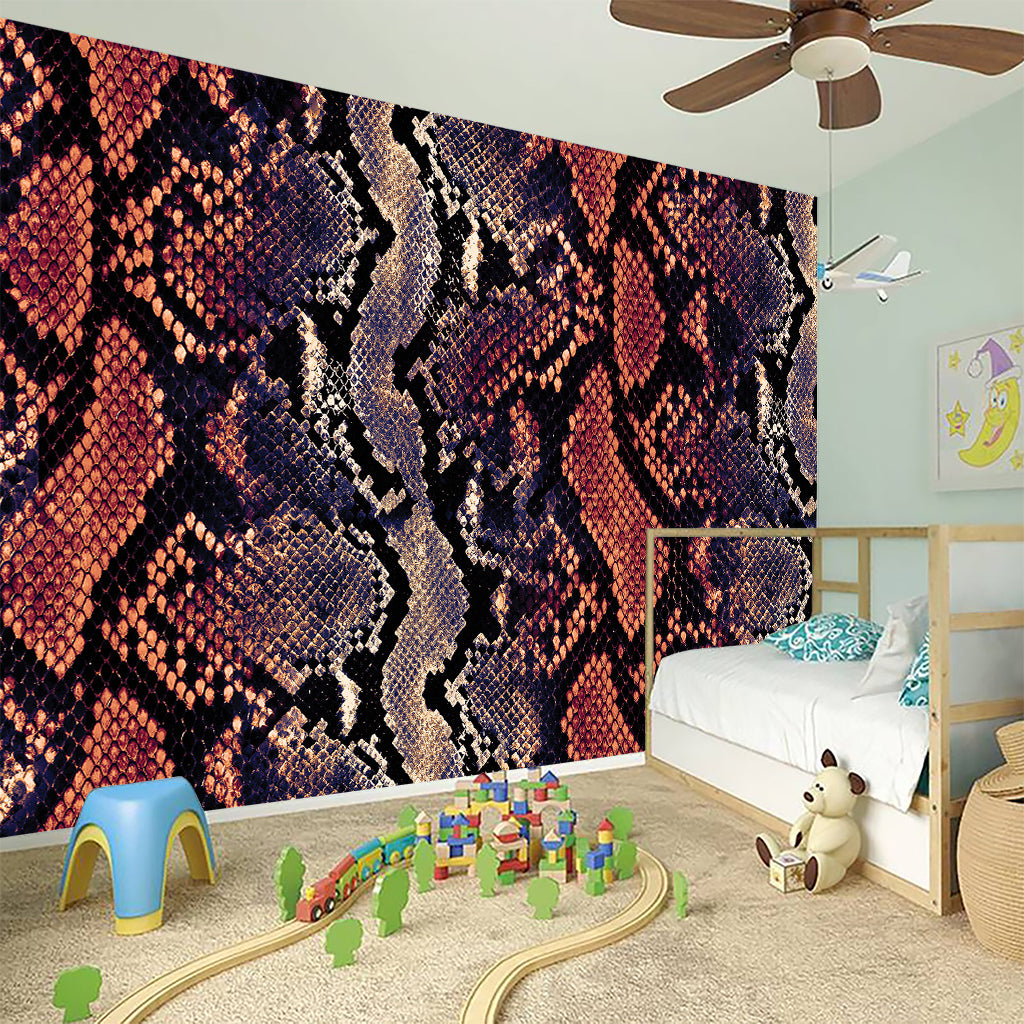 Blue And Red Snakeskin Print Wall Sticker