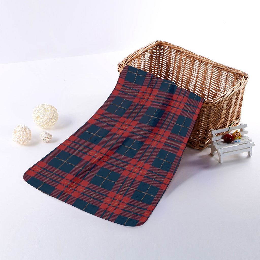 Blue And Red Tartan Pattern Print Towel