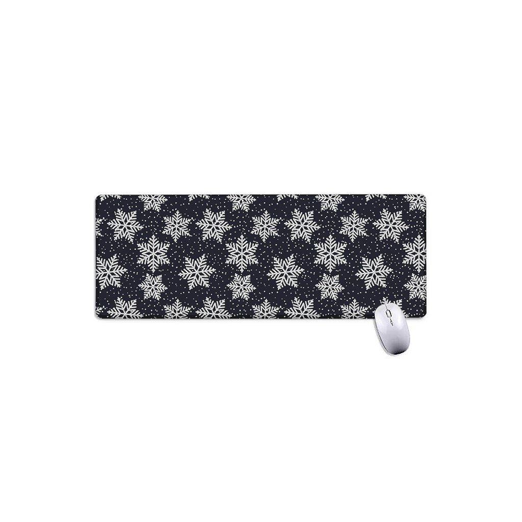 Blue And Silver Snowflake Pattern Print Extended Mouse Pad