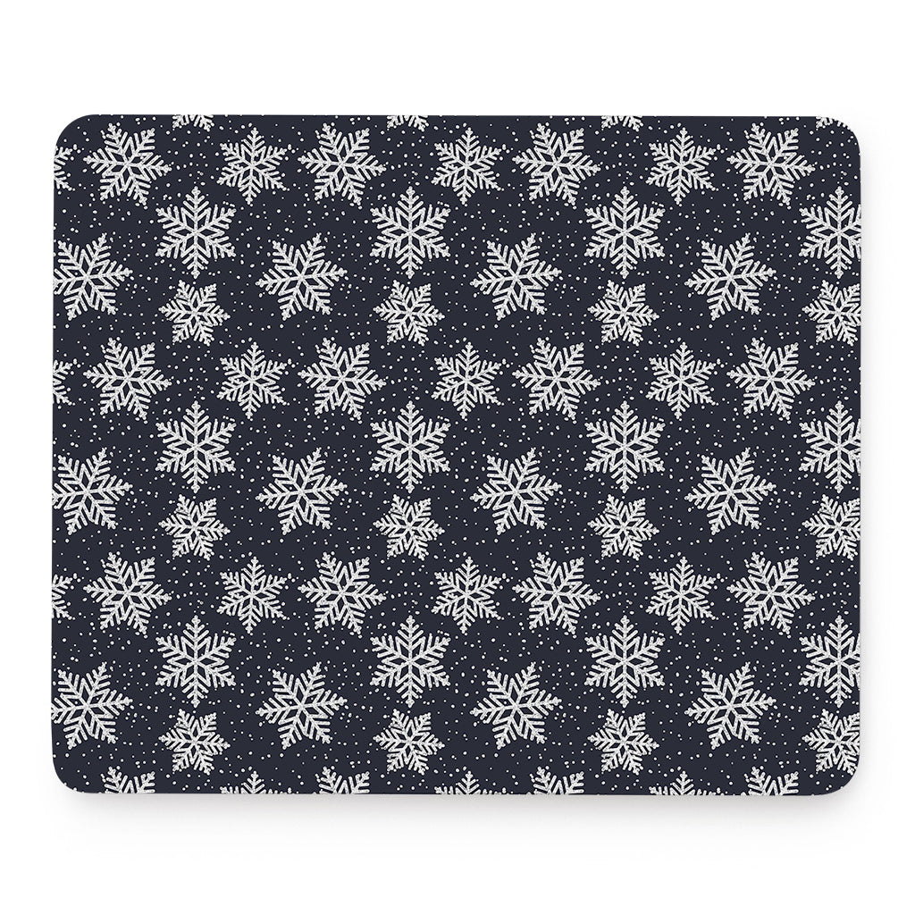 Blue And Silver Snowflake Pattern Print Mouse Pad