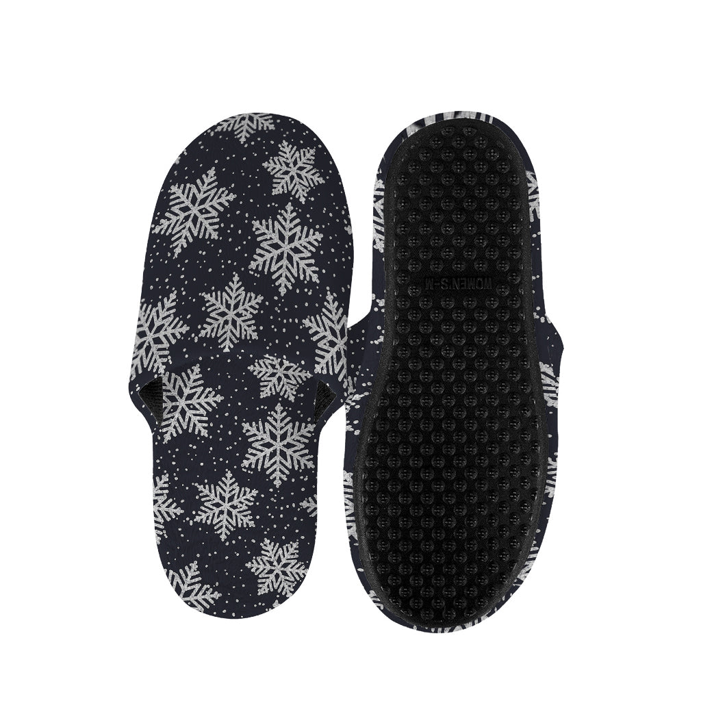 Blue And Silver Snowflake Pattern Print Slippers