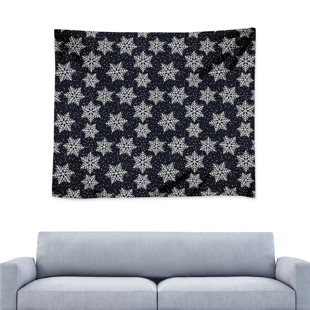 Blue And Silver Snowflake Pattern Print Tapestry