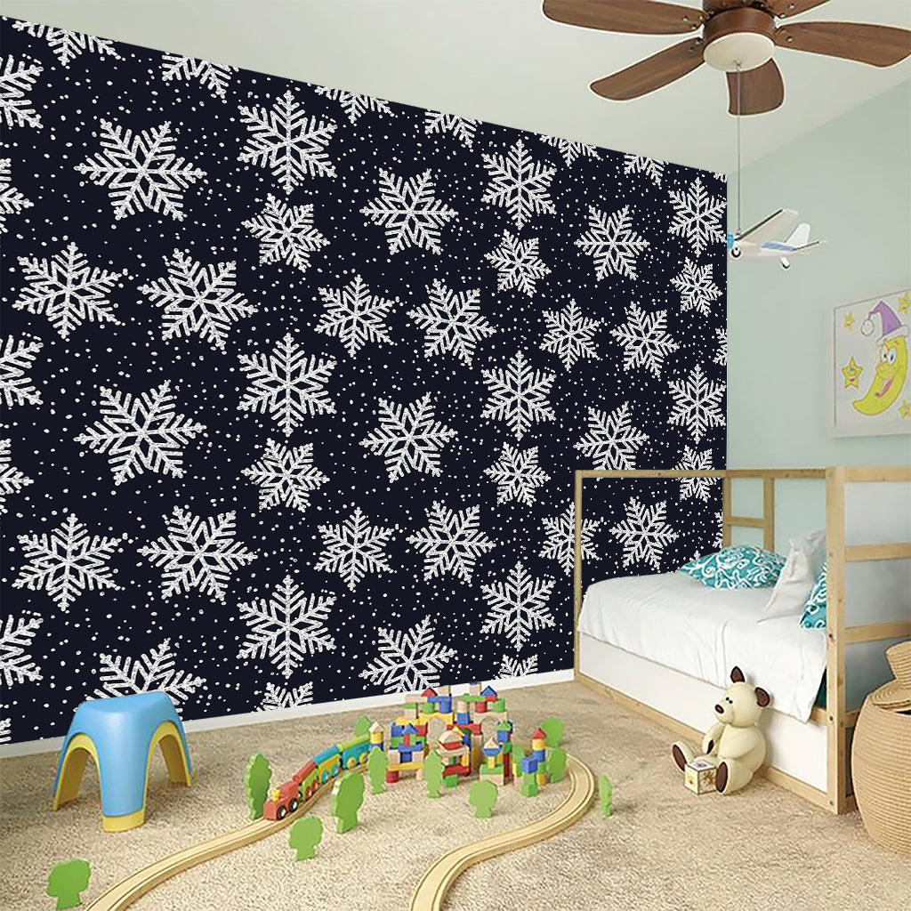 Blue And Silver Snowflake Pattern Print Wall Sticker