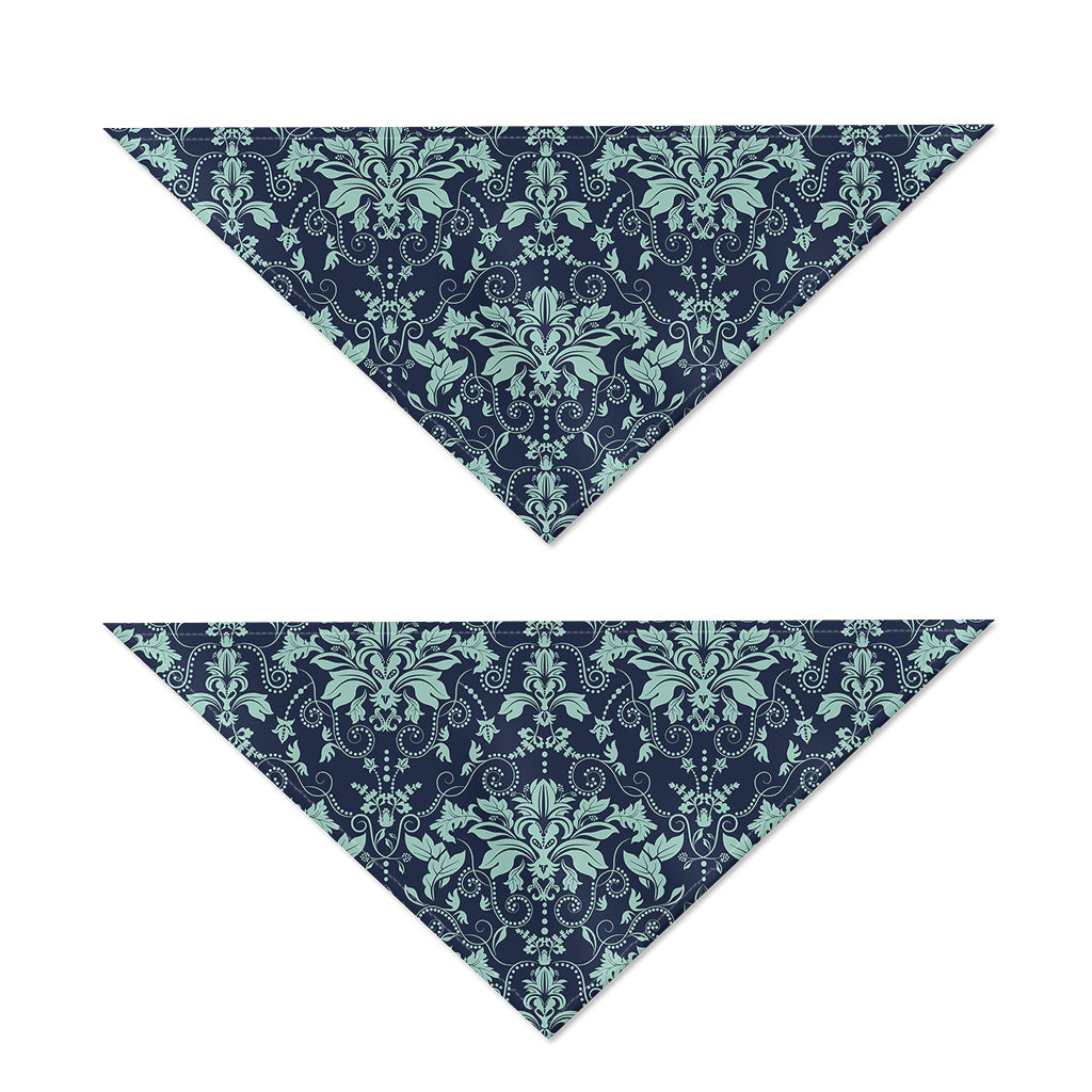 Blue And Teal Damask Pattern Print Dog Bandana