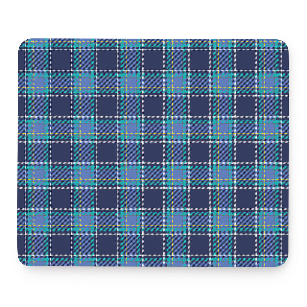 Blue And Teal Tartan Pattern Print Mouse Pad