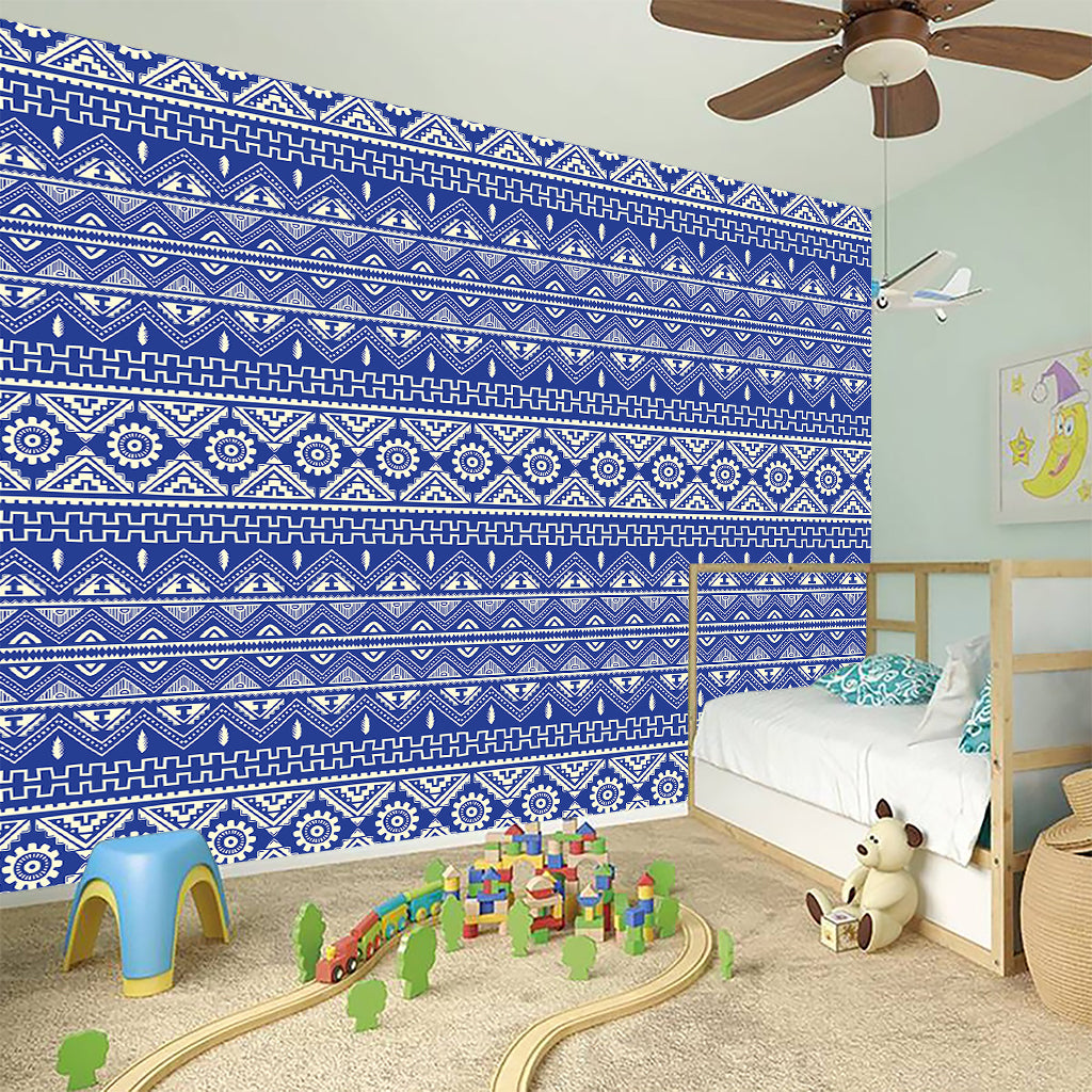Blue And White African Pattern Print Wall Sticker