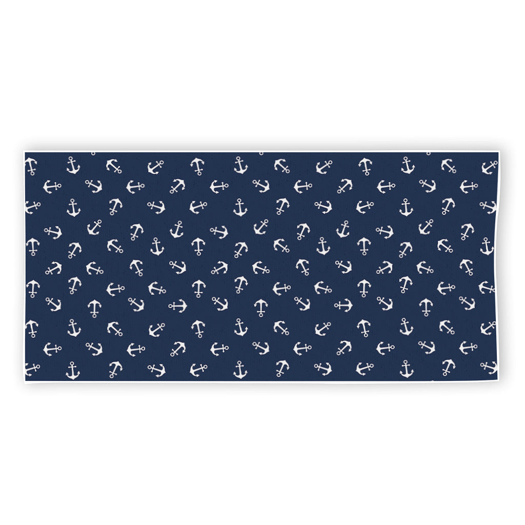 Blue And White Anchor Pattern Print Beach Towel