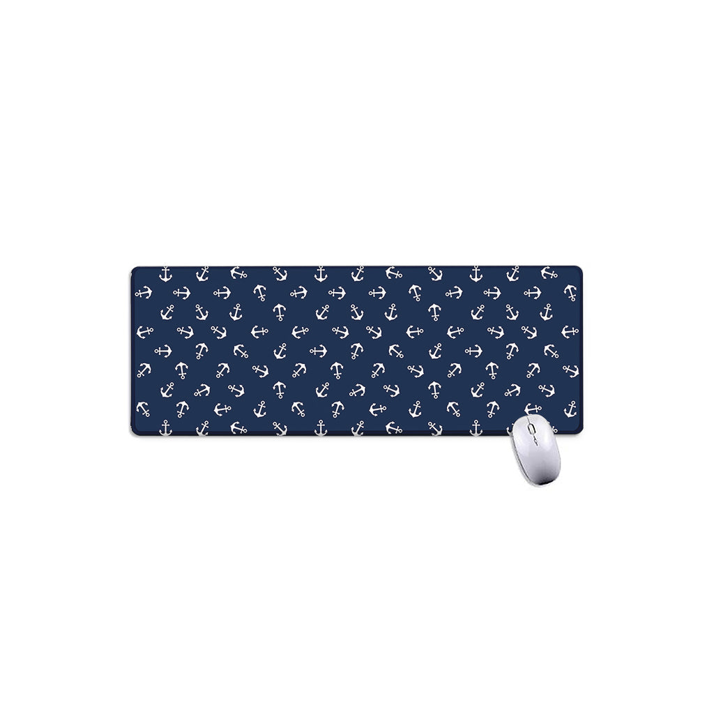 Blue And White Anchor Pattern Print Extended Mouse Pad
