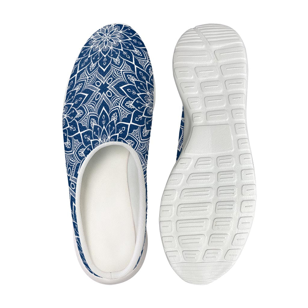 Blue And White Bohemian Mandala Print Mesh Casual Shoes