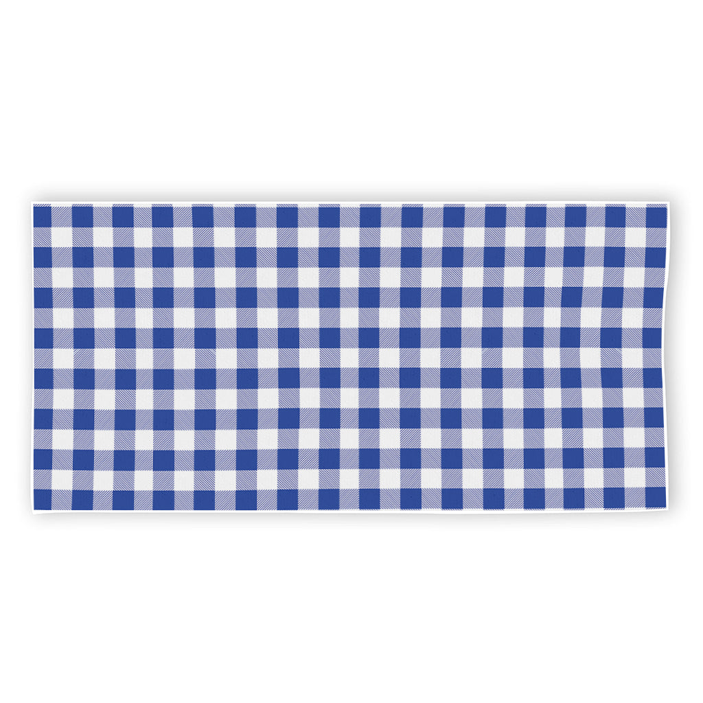Blue And White Buffalo Check Print Beach Towel