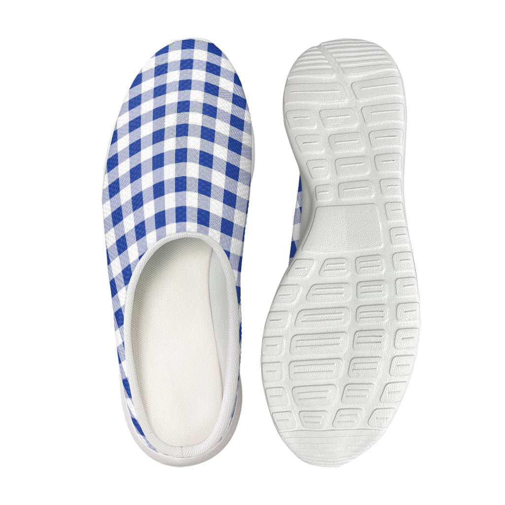 Blue And White Buffalo Check Print Mesh Casual Shoes