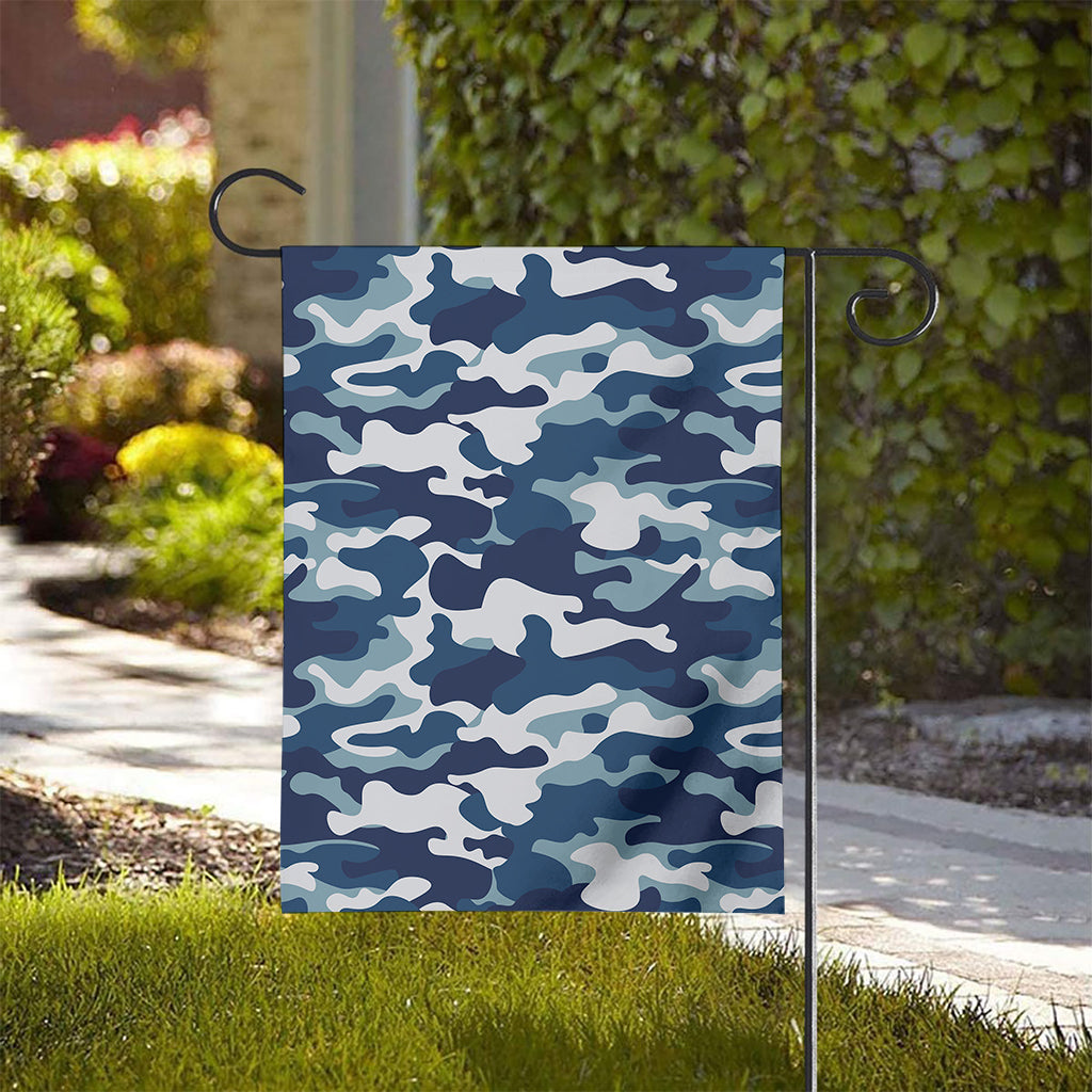 Blue And White Camouflage Print House Flag