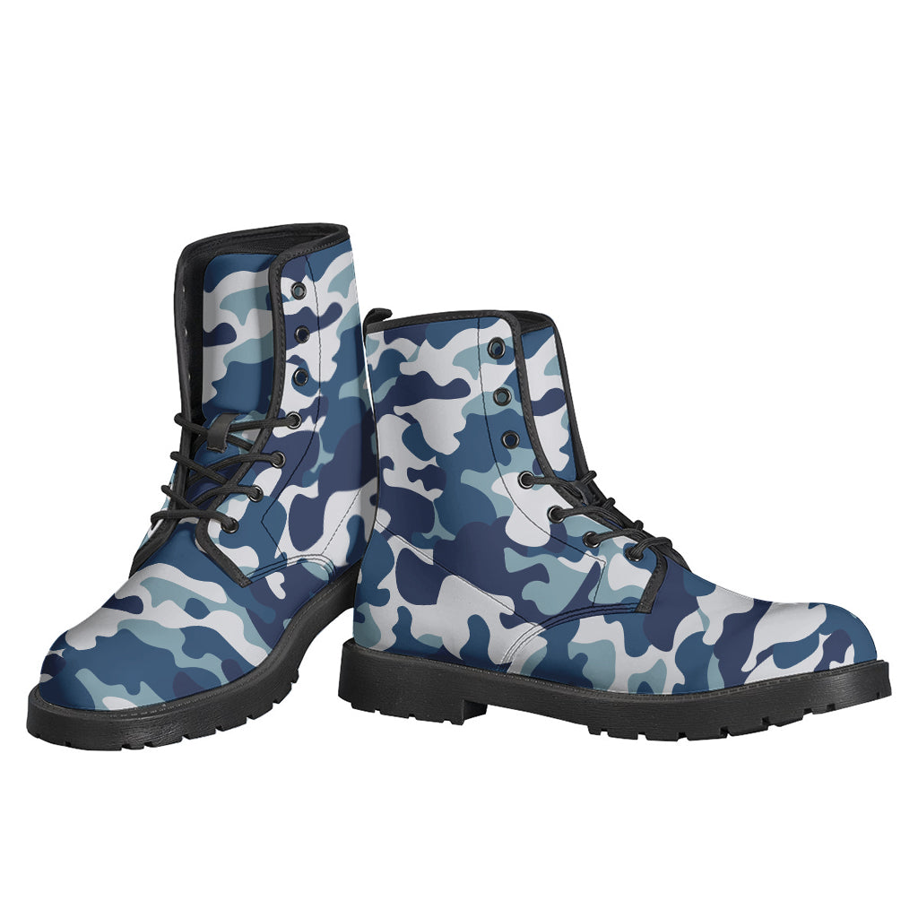 Blue And White Camouflage Print Backpack