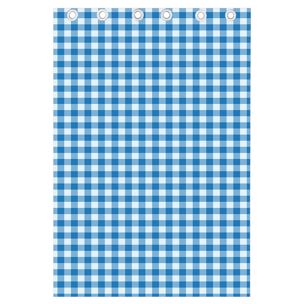 Blue And White Check Pattern Print Curtain