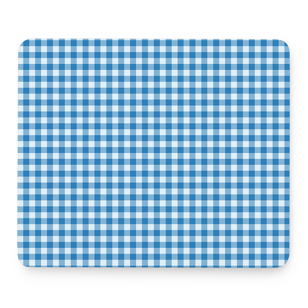 Blue And White Check Pattern Print Mouse Pad