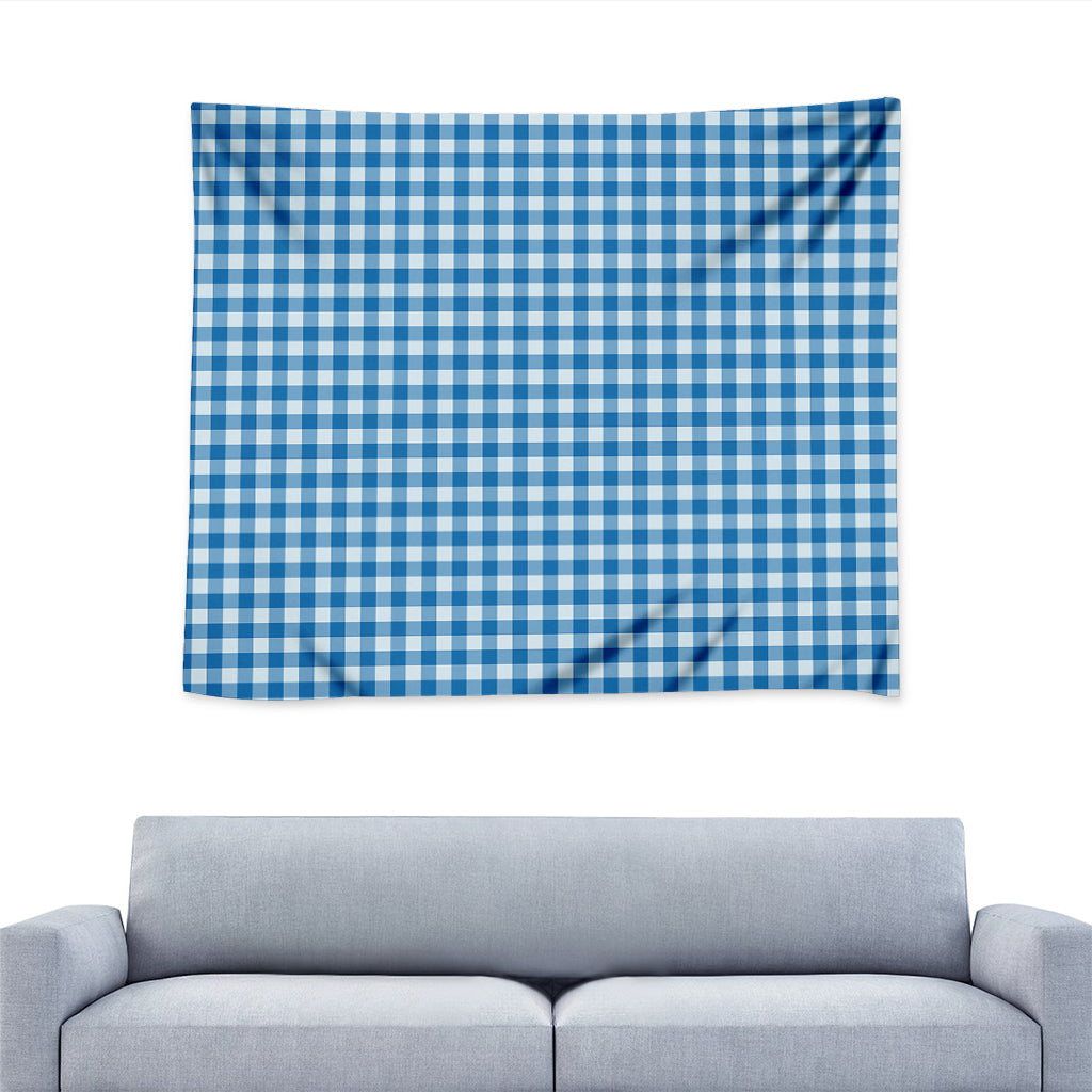 Blue And White Check Pattern Print Tapestry