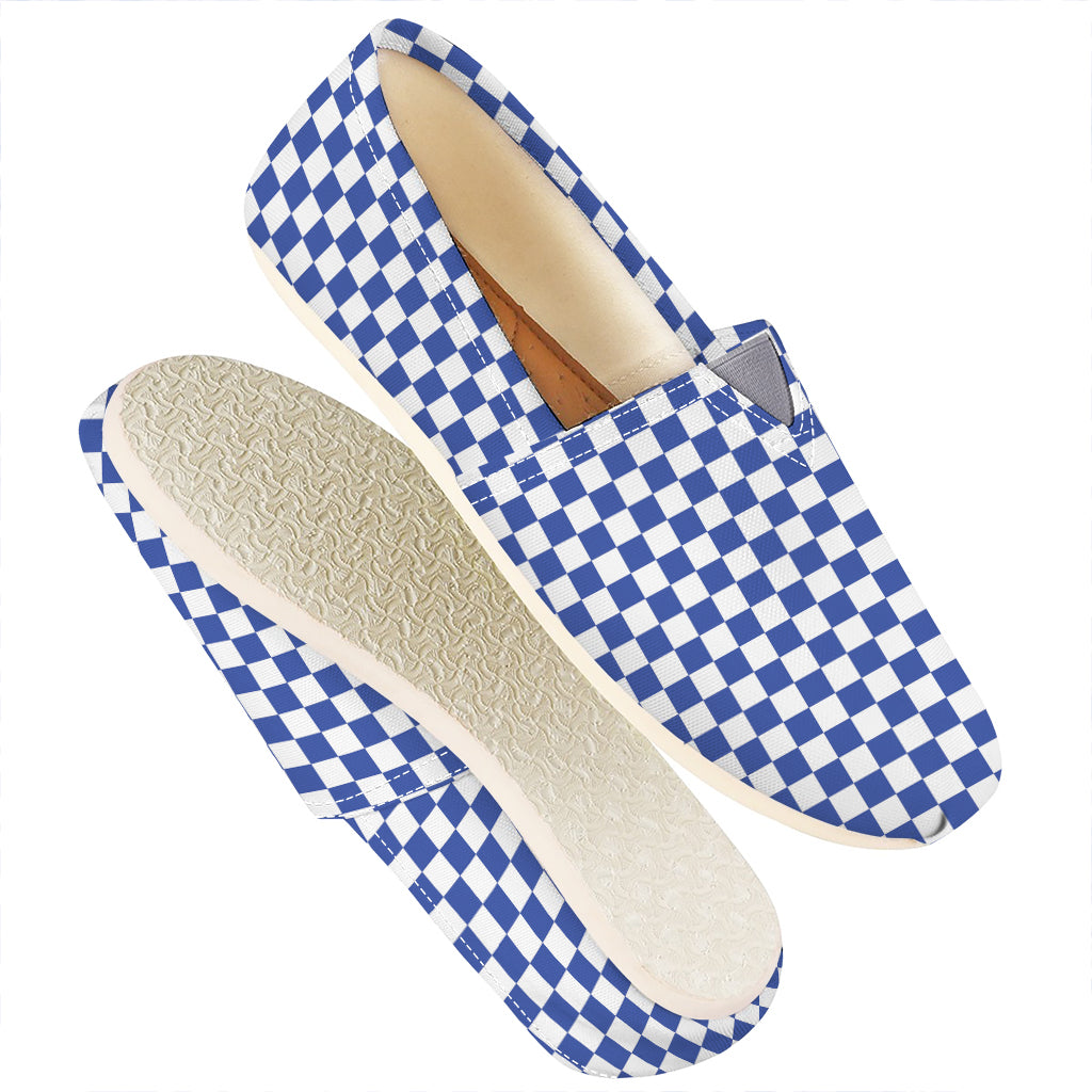 Blue And White Checkered Pattern Print Casual Shoes