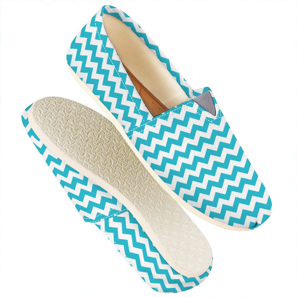 Blue And White Chevron Pattern Print Casual Shoes
