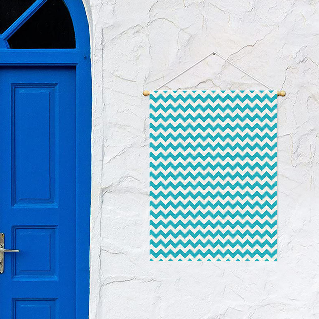 Blue And White Chevron Pattern Print Garden Flag