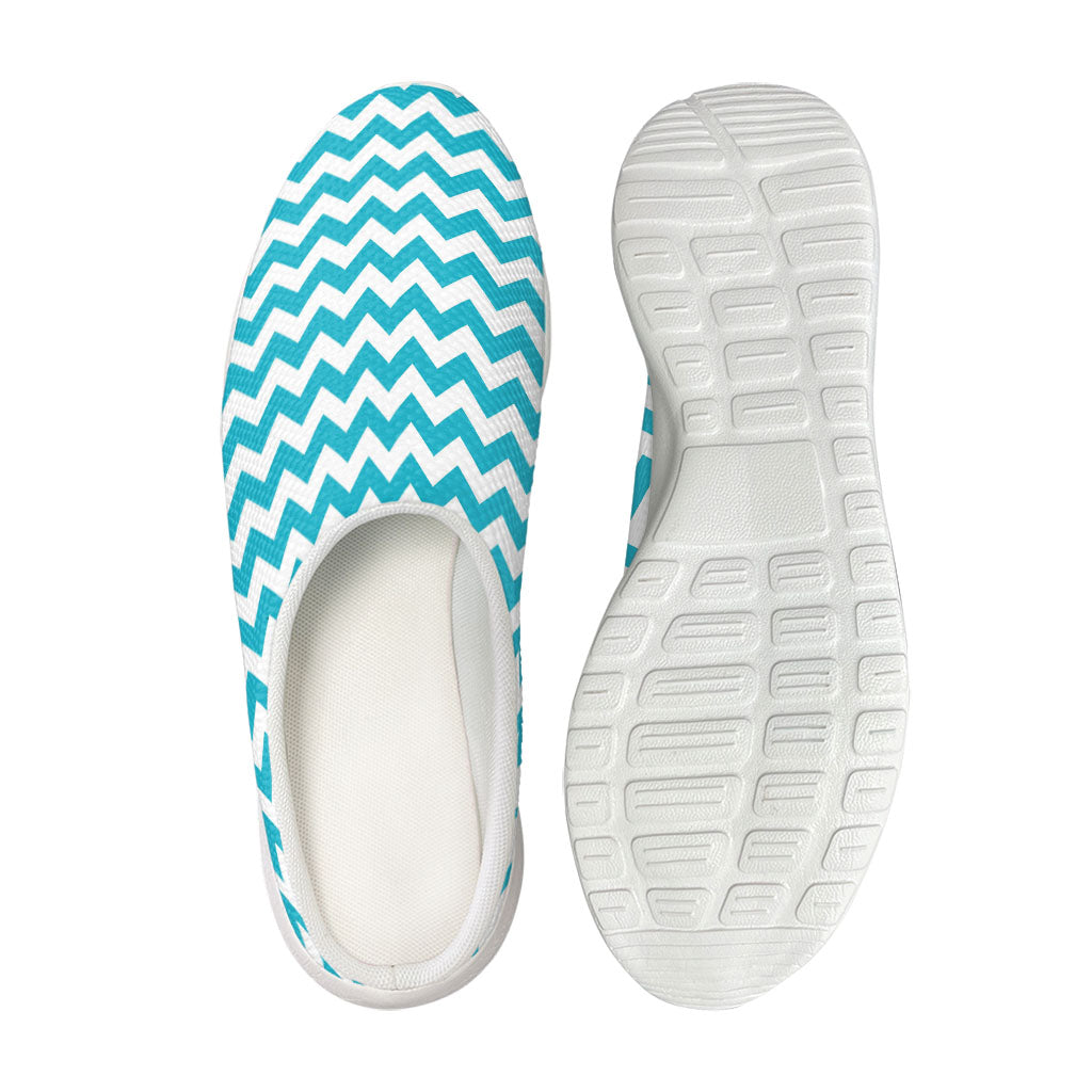Blue And White Chevron Pattern Print Mesh Casual Shoes